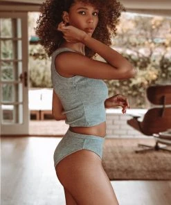 Les Girls Rib Briefs Grey New Live In