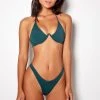 So Chic New Seaside Plunge Bikini Top Forest