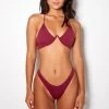 So Chic Plunge Bikini Top Wine