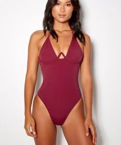 So Chic Plunge One Piece Wine New Seaside